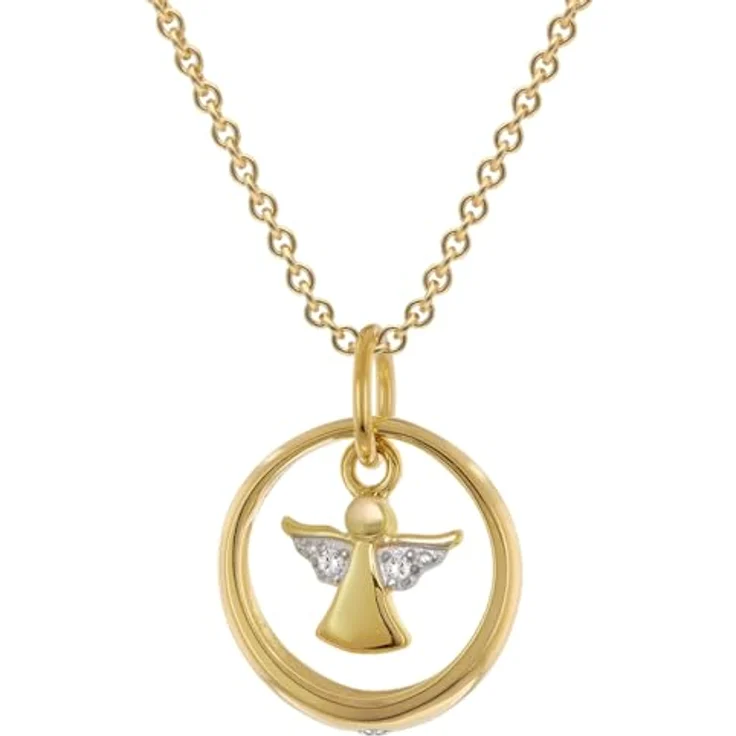 trendor Taufring mit Engel aus 333er Gold, vergoldete Kette 42 cm, Zirkonia, Geschenkbox – Bild 1