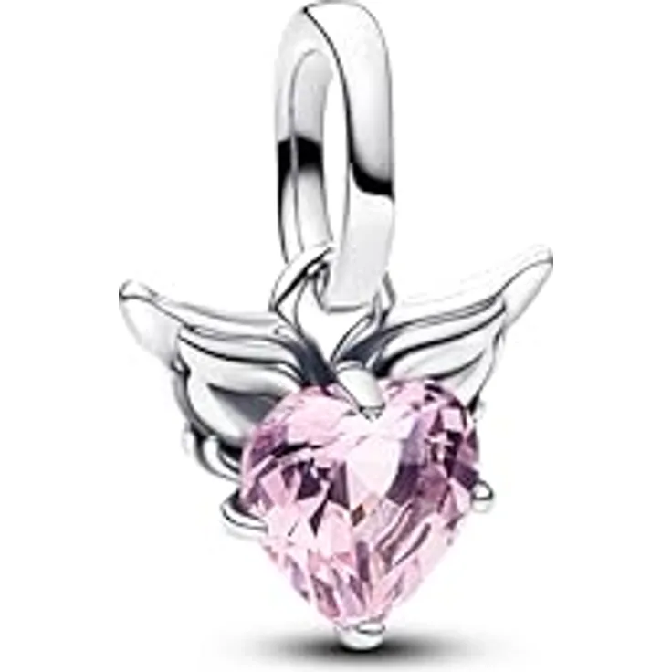 PANDORA ME Geflügeltes Herz Mini-Charm-Anhänger, Sterling Silber mit orchideenfarbenem Kristall, kompatibel mit ME und Moments, 793626C02