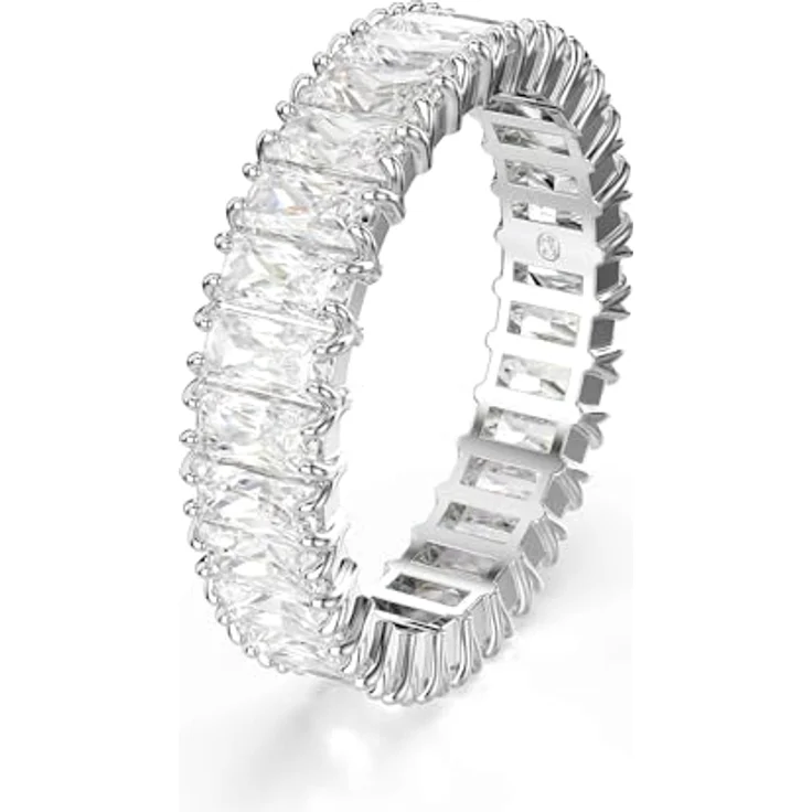 Swarovski Matrixring, Baguetteschliff, Damenring, weiß, silberfarben, SS26-Kollektion – Bild 2
