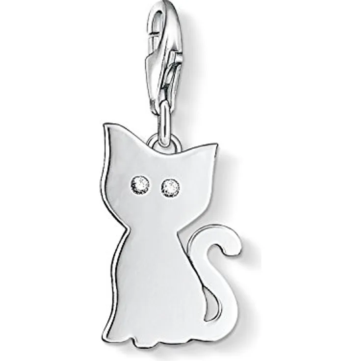 Thomas Sabo Charm-Anhänger Katze Charm Club, 925 Sterling Silber mit Karabinerhaken