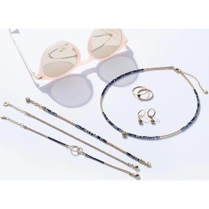 JEWELS BY LEONARDO Armband Ciao Lola, goldfarbener Edelstahl mit schwarzen Glaskristallen, 17-19 cm Länge, ideales Schmuck Geschenk für Frauen – Bild 2