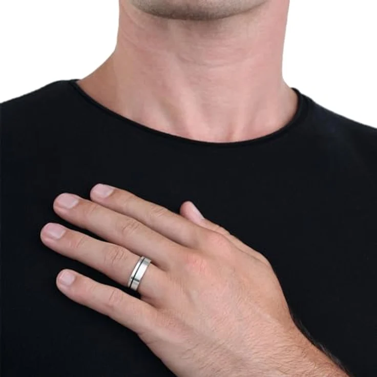 Amor Fingerring Uni Chic, Unisex Freundschaftsring aus Edelstahl mit IP Beschichtung, ca. 6 mm breit, matte Ausführung – Bild 2