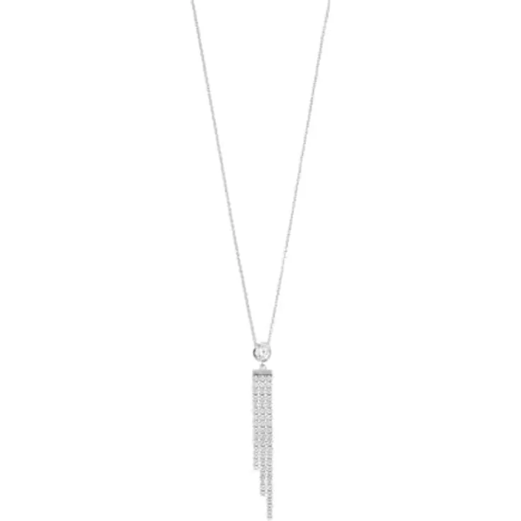 JETTE Damen-Kette 925er Silber, 61 Zirkonia, 45 cm + 3 cm Verlängerung, Anhänger 5,5 cm, Silber