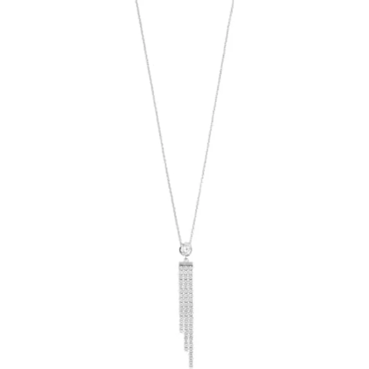 JETTE Damen-Kette 925er Silber, 61 Zirkonia, 45 cm + 3 cm Verlängerung, Anhänger 5,5 cm, Silber – Bild 1