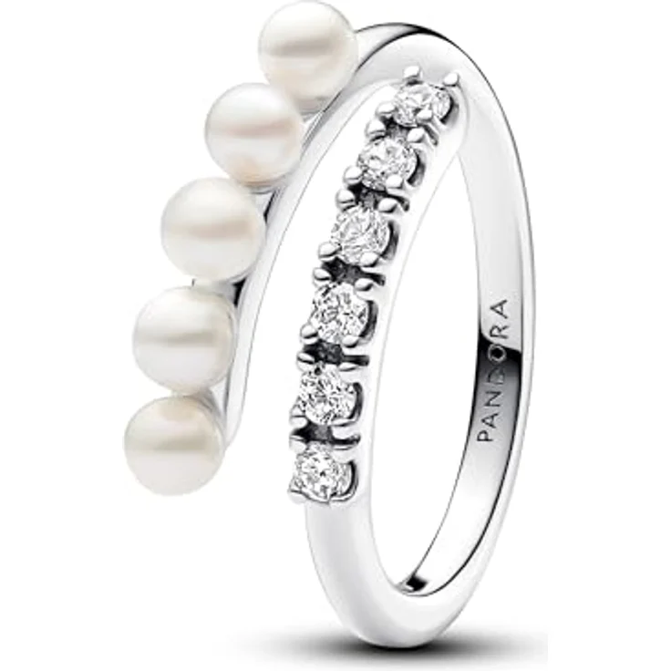 Pandora Timeless Ring, Offener Silberring aus 925er Silber mit 5 Süßwasserperlen und 6 Kristallen – Bild 1