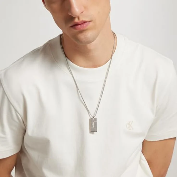 Calvin Klein GRID, Herren-Halskette aus gebürstetem Edelstahl, 61 cm, mit graviertem Logo und Karabinerverschluss – Bild 4
