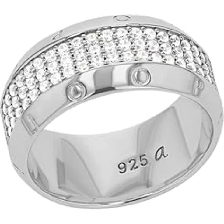 JOOP! Damenring 925 Sterling Silber mit 135 Zirkonia Steinen, Weiß, 10 mm breit, in Schmuck Geschenk Box – Bild 1