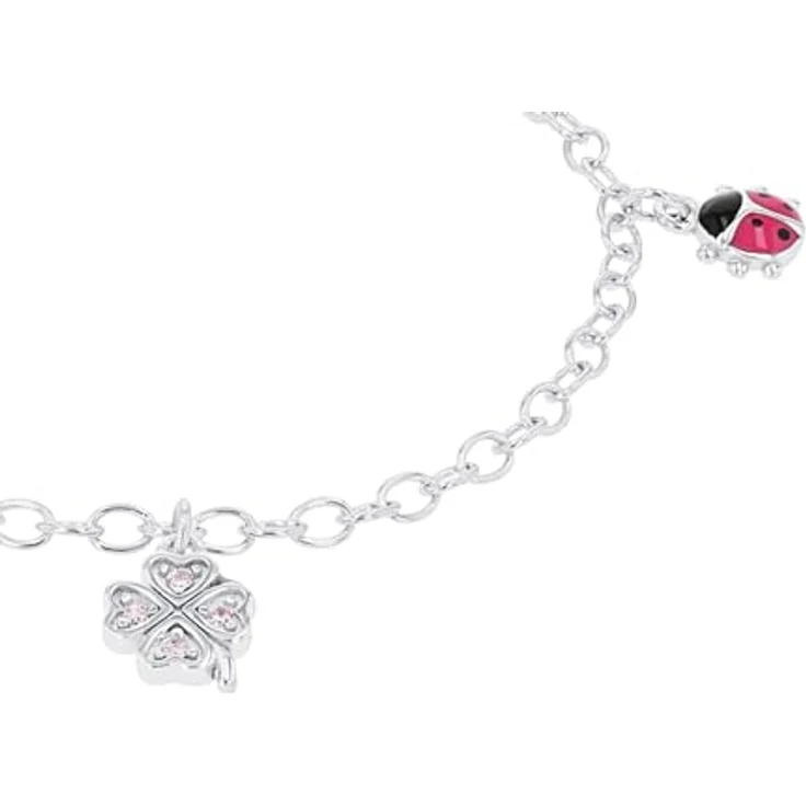 Prinzessin Lillifee Armband Marienkäfer, Schmetterling, Kleeblatt, mit Zirkonia (synth), filigranes Design für kleine Prinzessinnen – Bild 3