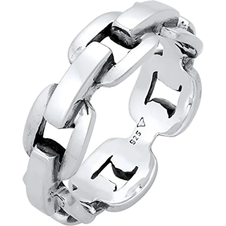 Kuzzoi Massiver Herrenring im Ankerketten Design, 925 Sterling Silber poliert, Ringgröße 64, Lifestyle-Ring für Männer – Bild 1