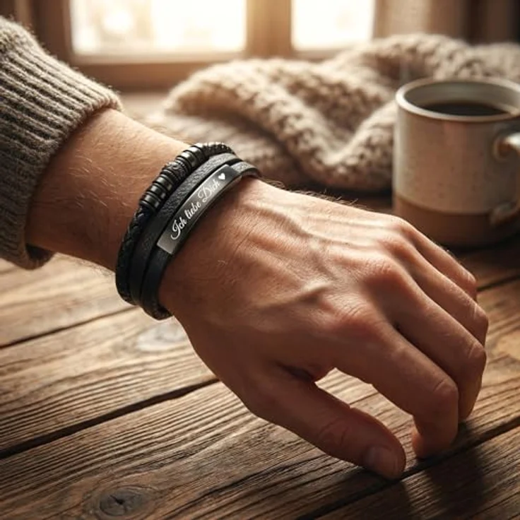 Q UNIQAL STORE GERMANY UNIQAL Personalisiertes Lederarmband mit Gravur "SHAPE", Unisex, Magnetverschluss, handgemacht, verfügbar in 19/21/23 cm, echtes Rindsleder, Geschenkbox inklusive – Bild 3