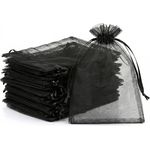 Naler Organzasäckchen Schwarz, 120 Stück, 10 x 15 cm, wiederverwendbare Organza Geschenktüten für Schmuck und Süßigkeiten