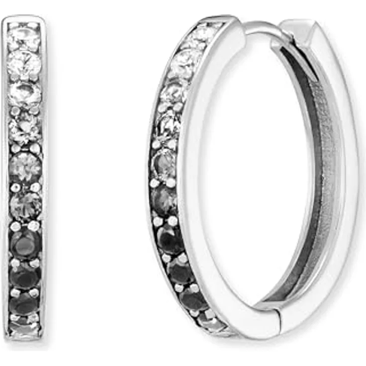 Engelsrufer Damen Shade Creolen, Sterling Silber mit 26 Zirkonia Steinen in Weiß bis Schwarz, 21 mm, Clipverschluss, nickelfrei