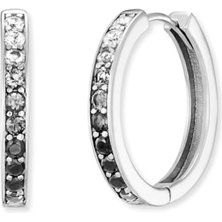 Engelsrufer Damen Shade Creolen, Sterling Silber mit 26 Zirkonia Steinen in Weiß bis Schwarz, 21 mm, Clipverschluss, nickelfrei – Bild 1