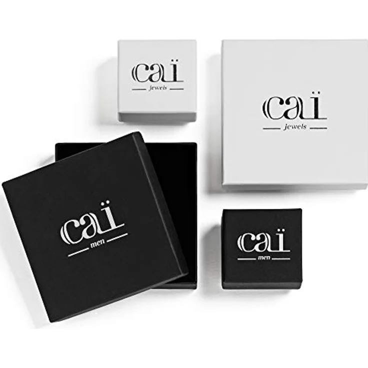caÏ Herren Single Ohrring 925/- Sterling Silber, 13mm oxidiert silbergrau, modernes Design mit Etui – Bild 3