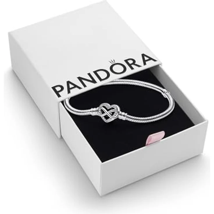 PANDORA Moments Armband, Sterling-Silber mit Funkelndem Unendlichkeits-Herzverschluss und Zirkonia Steinen, 18cm, kompatibel mit Moments Kollektion, 592645C01-18 – Bild 1