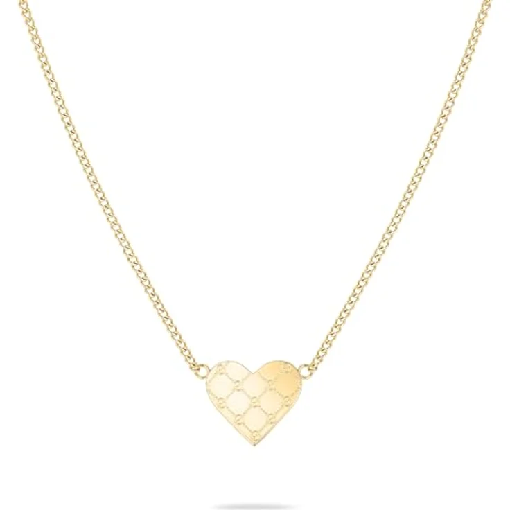 Tamaris Halskette TJ-0526-N-45, Herzkette mit Logomania Prägung, Edelstahl IP Gold, 45 cm – Bild 1