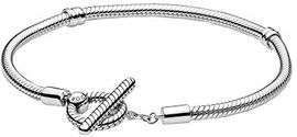 PANDORA Icons Schlangen-Gliederarmband mit T-Verschluss, 16 cm, aus Sterling-Silber, für bis zu 20 Charms