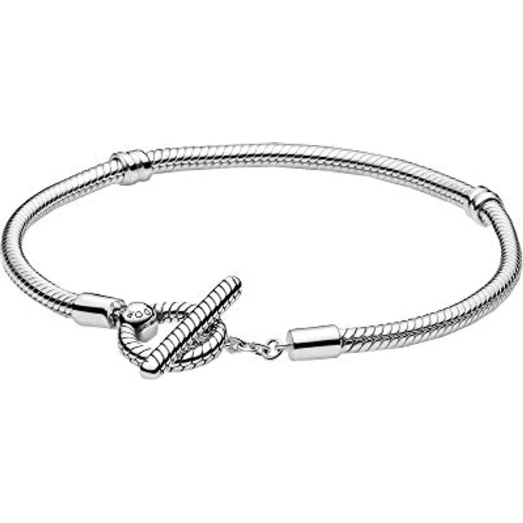 PANDORA Icons Schlangen-Gliederarmband mit T-Verschluss, 16 cm, aus Sterling-Silber, für bis zu 20 Charms