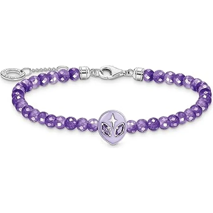 THOMAS SABO Armband Beads, Alienkopf mit violetter Kaltemaille, aus 925er Sterlingsilber