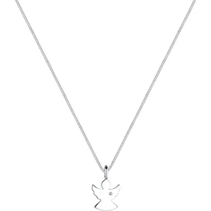 Elli DIAMONDS Halskette Damen Engel Anhänger mit Diamant (0,02 ct.) in 925 Sterling Silber, Hochglanzpoliert, 45 cm Länge – Bild 2