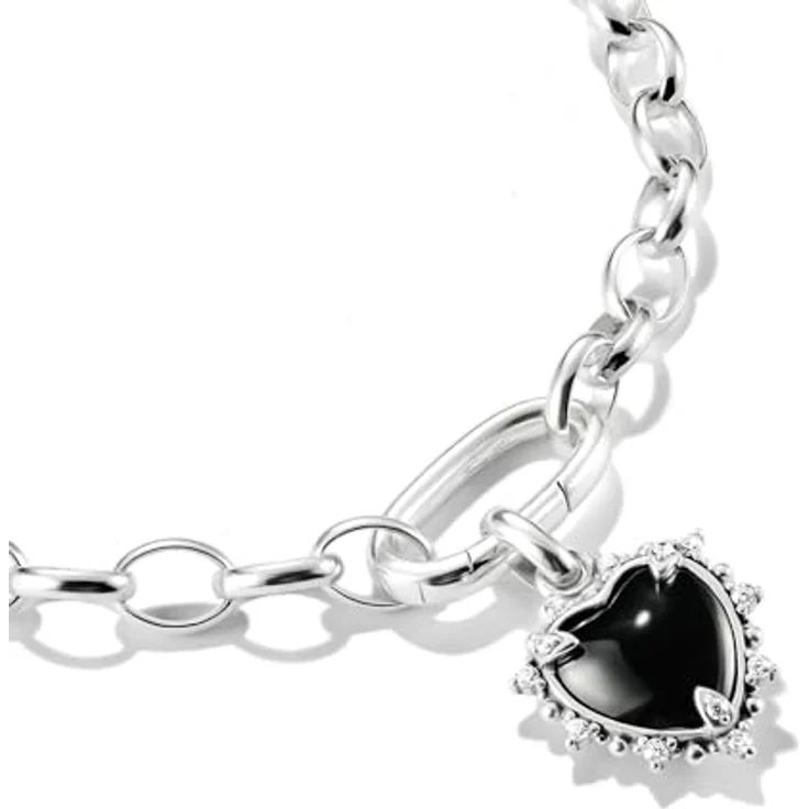 THOMAS SABO Charm-Anhänger Vintage-Herz schwarz, 925er Sterlingsilber mit Karabinerhaken – Bild 1