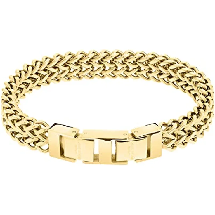 LIEBESKIND Berlin Armband LJ-1001-B-21, geflochtenes Edelstahlarmband in IP Gold, 21 cm mit Klappverschluss