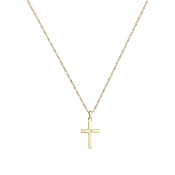 DIAMORE Elli DIAMONDS Halskette Damen Kreuz Anhänger aus 585 Gelbgold mit Diamant (0.02 ct.), 45 cm – Bild 2