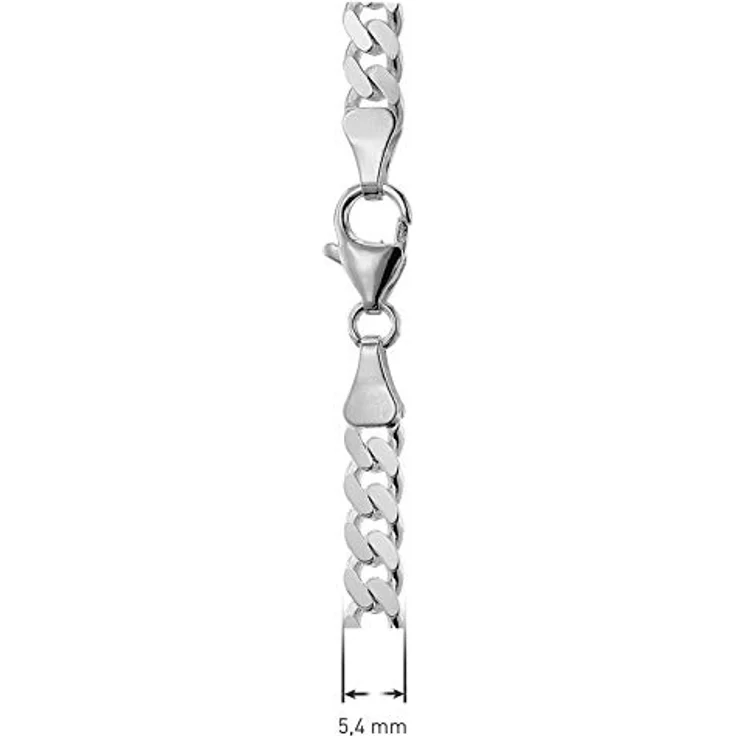 trendor Silberkette für Männer, 925 Sterlingsilber Flachpanzer 5,4 mm, 45 cm mit Karabiner-Verschluss – Bild 5