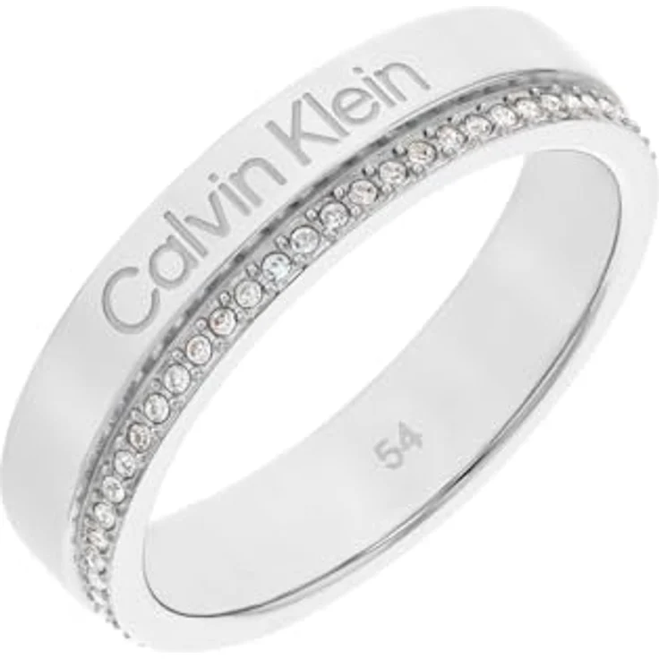 Calvin Klein Ring für Damen MINIMAL LINEAR, Eleganter Edelstahlring mit Kristallen, Größe 52, Dicke 1,8 mm – Bild 1