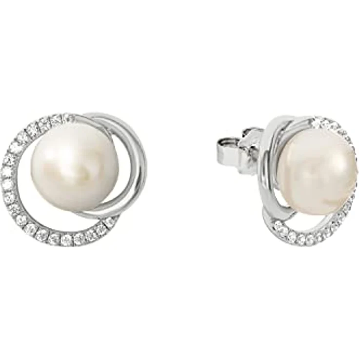 JOOP! Damen Ohrringe, 925 Sterling Silber mit Süßwasserzuchtperle und Zirkonia, 12 mm, Geschenk Box – Bild 1