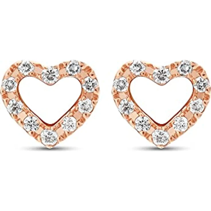 CHRIST Damen-Ohrstecker 375er Roségold mit 20 Diamanten, eleganter Ohrschmuck in Geschenkbox – Bild 1