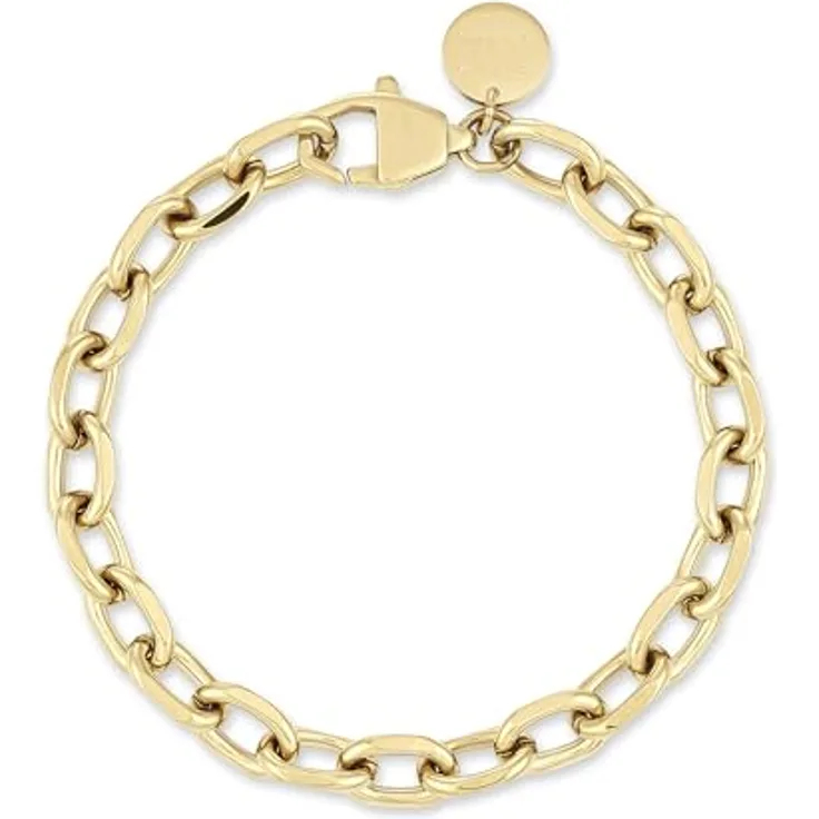 COPENHAGEN STUDIOS Basic Chunky Bracelet, gold - 8 mm breites Armband aus poliertem Edelstahl mit 14K Vergoldung, wasserfest & hautfreundlich, verstellbar bis 21 cm