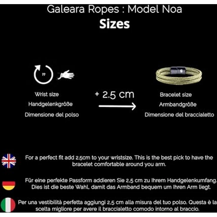 Galeara Noa Premio, Segeltau Armband Geflochten mit Magnetverschluss, Dunkelblau - Silber, 225 mm – Bild 4