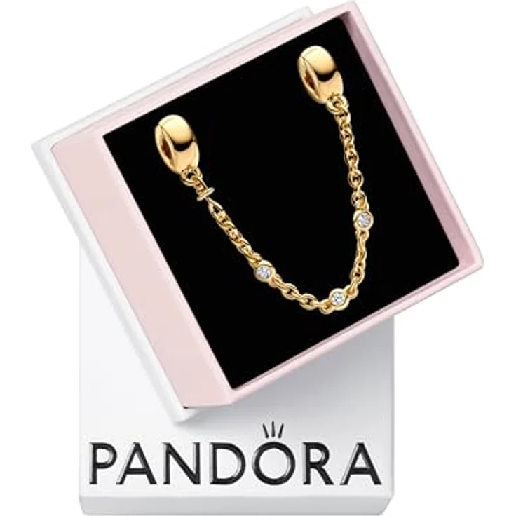 PANDORA Moments Komfortkette mit drei klaren Zirkonia-Steinen, Sterling Silber und vergoldeter Metalllegierung, kompatibel mit Moments Armbändern, 763515C01-05 – Bild 1