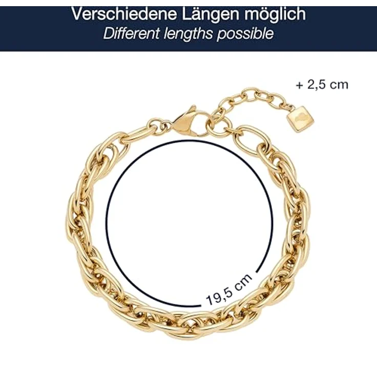 JEWELS BY LEONARDO Armband Sina, goldfarbener Edelstahl, ineinander verschlungene Kettenglieder, 19,5-22 cm, für Damen, Geschenkidee – Bild 2