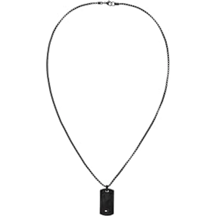 Tommy Hilfiger Jewelry Herren-Halskette aus schwarzem Edelstahl mit gravierter Plakette und Karabinerverschluss - 2790629 – Bild 1