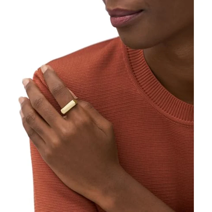 Fossil Damen-Siegelring Heritage D-Link Glitz, Edelstahl goldfarben, poliert, Größen 16-19 – Bild 3