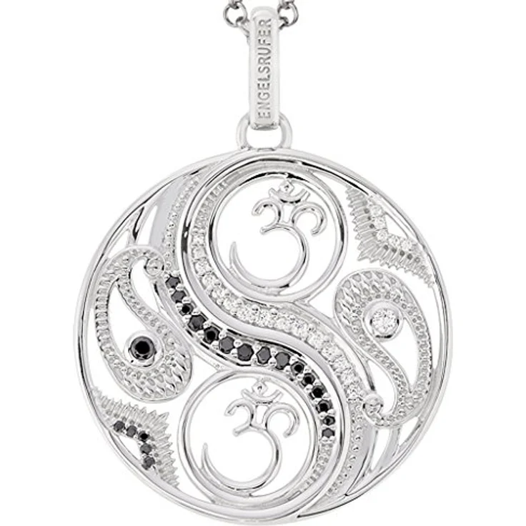 Engelsrufer Balance Anhänger, rhodiniertes 925er-Sterlingsilber mit 21 weißen & 21 schwarzen Zirkonia, Größe 33 mm – Bild 1