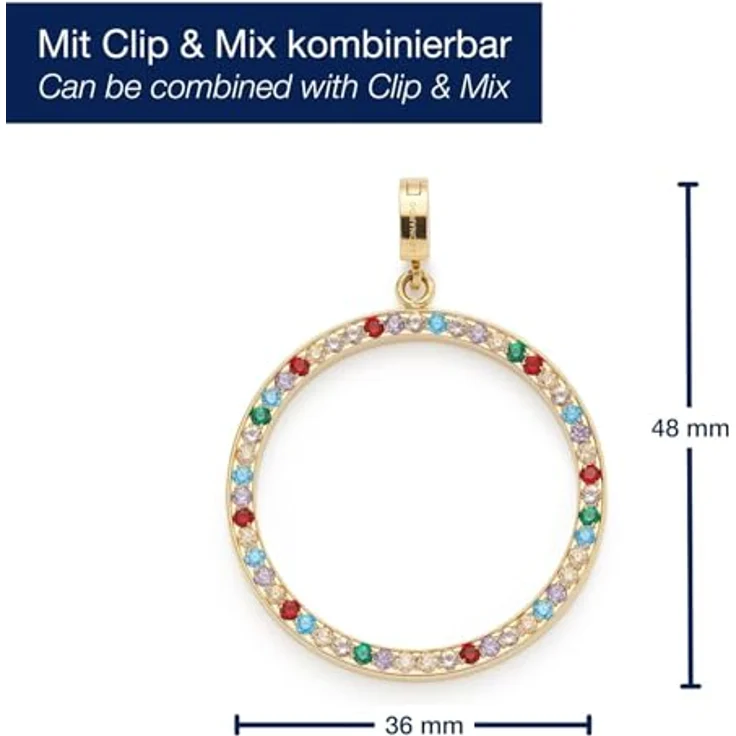 JEWELS BY LEONARDO Ketten-Anhänger Clip & Mix Clarence, goldfarbener Edelstahl mit Pavé-Linie in Pastell- und kräftigen Farben, Schmuck Geschenk für Frauen, 024947 – Bild 2