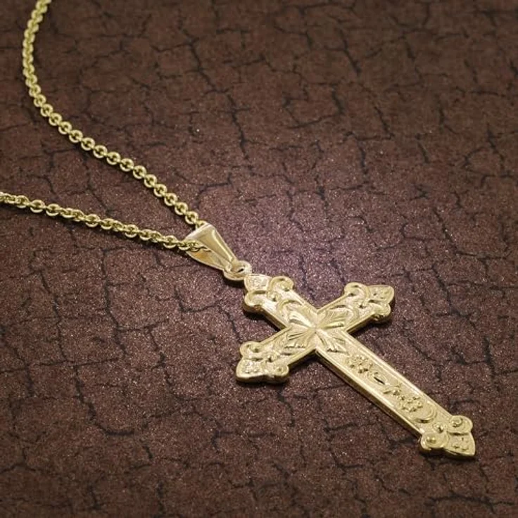 trendor Herren-Halskette mit orthodoxem Kreuz, goldplattierter Anhänger auf Silber 925, 60 cm, Made in Germany – Bild 3