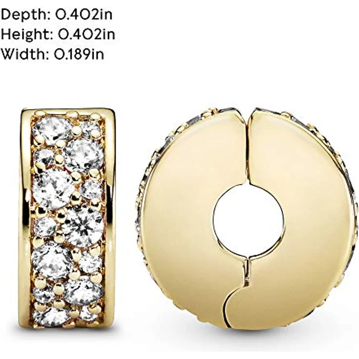 PANDORA SHINE Clip / Stopper "strahlende Eleganz", vergoldet mit Cubic Zirkonia, passt nicht auf feste Gewinde – Bild 5