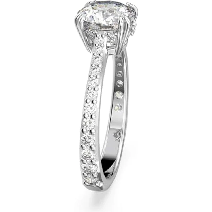 Swarovski Stilla Cocktailring, rhodinierter Damenring mit Princess-Schliff und strahlenden Swarovski Kristallen – Bild 3