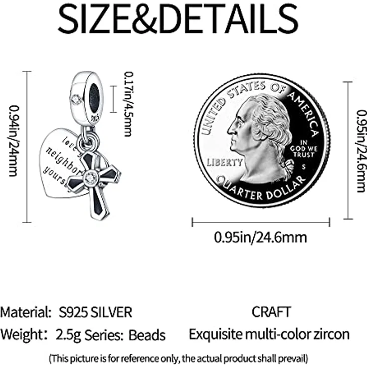Pandach Charm Anhänger für Armband aus 925 Sterling Silber mit Zirkonia, kompatibel mit europäischen Armbändern und Halsketten, ideales Geschenk für Frauen und Mädchen – Bild 3