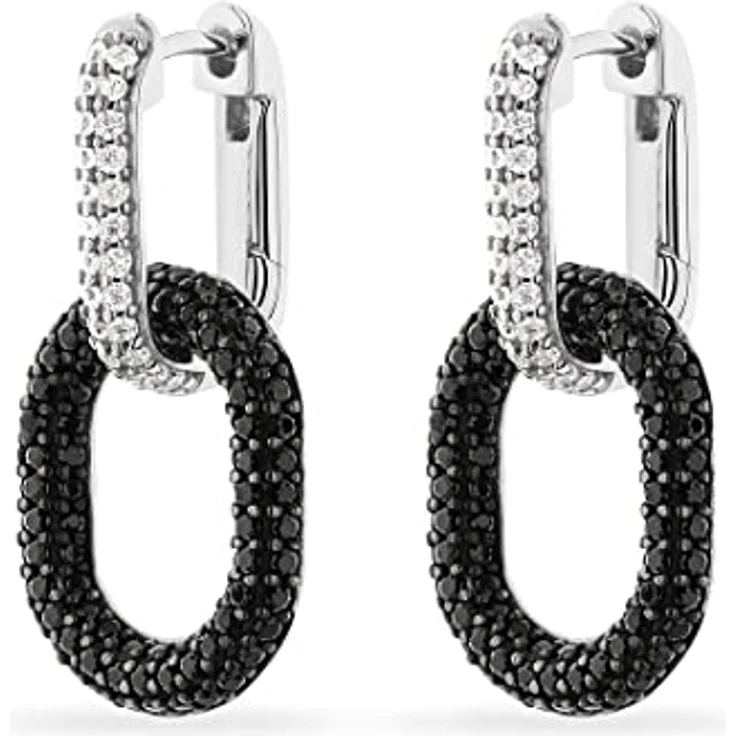 JETTE Damen-Creolen 925er Silber mit 48 Zirkonia, 2,5 cm Länge, elegant verpackt – Bild 1
