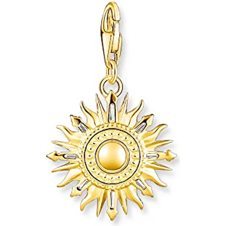 THOMAS SABO Charm-Anhänger bunte Sonne, 925er Sterlingsilber mit 750er Gelbgold-Vergoldung, Maße: 30 x 18 mm, handgesetzte Steine in Weiß, Grün, Blau, Türkis, Orange und Rot, Modell 1935-488-7 – Bild 2