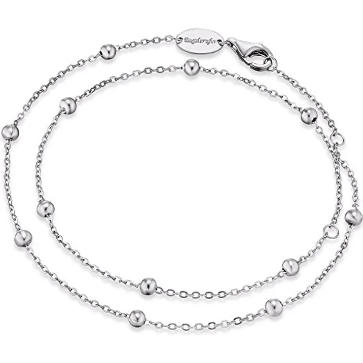 Engelsrufer Damen Armband ERB-LILMOON, Sterling Silber mit doppelt gewickelten silbernen Perlen, längenverstellbar, nickelfrei, Karabinerverschluss