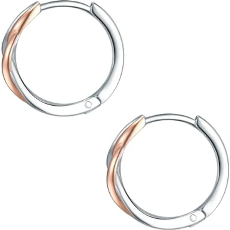Rafaela Donata Klappcreolen, Damen-Ohrschmuck aus rosevergoldetem/rhodiniertem Sterling Silber mit weißen Zirkonia – Bild 3