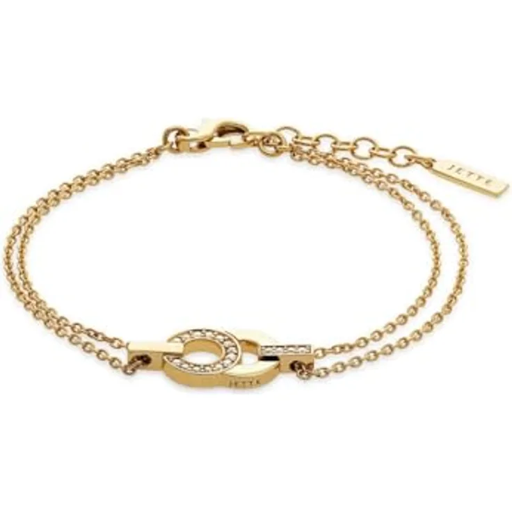JETTE Damen-Armband 925er Silber, recycelter Zirkonia, One Size, Gelbgold