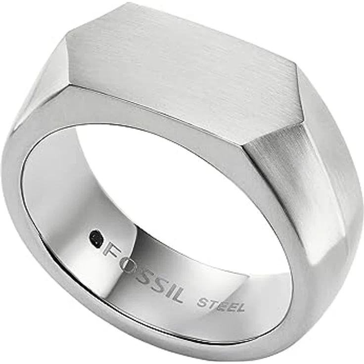 Fossil Herren-Edelstahlband Ringe, silberfarben mit poliertem Finish und schwarzer Akzentfarbe – Bild 4
