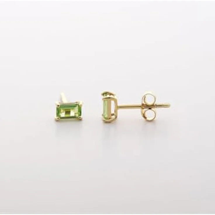 CHRIST Damen-Ohrstecker 585er Gelbgold mit grünem Peridot im Smaragdschliff, One Size – Bild 3